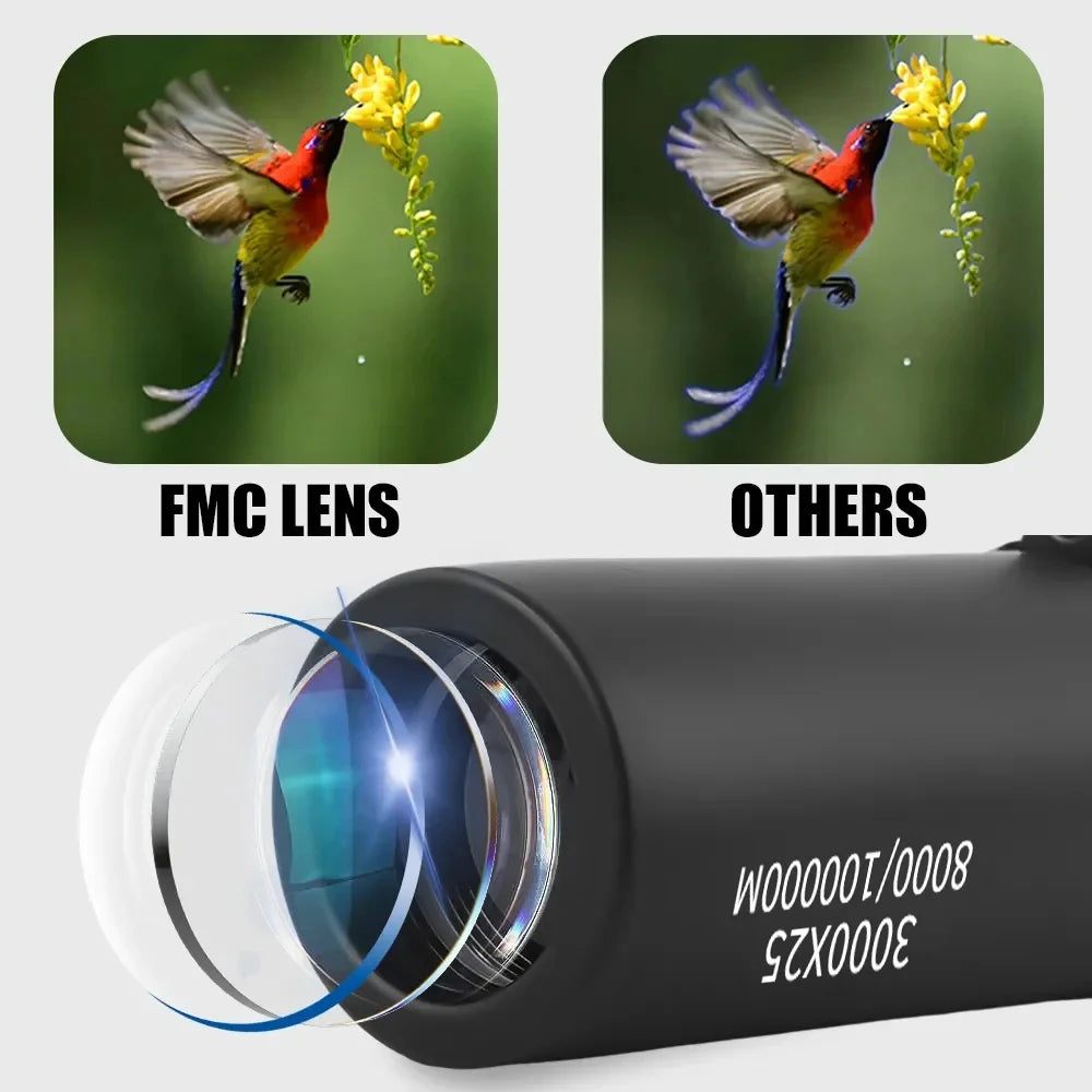 3000x25 Long Range HD Professional Adult Monocular and Mini Portable Telescope for outdoor camping and hunting