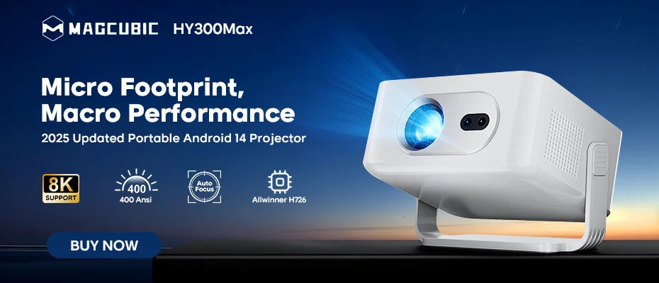 Magcubic Projector HY300 Pro 8K Android 14 Dual Wifi6 290ANSI Allwinner H726 BT5.0 1080P 1280*720P Home Cinema Outdoor Projetor