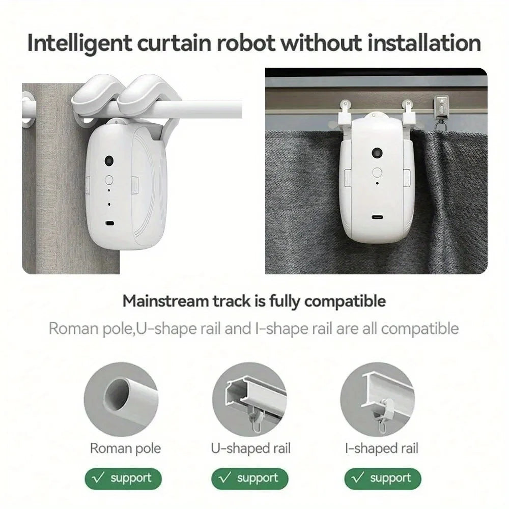 BT Smart Automatic Curtain Opener Roman T U 3in1 Rail Track Curtains Switch Robot Remote