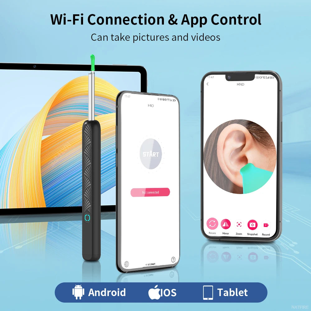 Wireless Ear Wax Cleaner with Camera Safe Earwax Removal Endoscope with Camera Luminous Otoscope Ear Cleaning Tools Ear Care