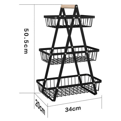 2025 New Portable Iron Kitchen Storage Rack Multifunctional Fruit Basket Multi-layer Snack Storage Shelf