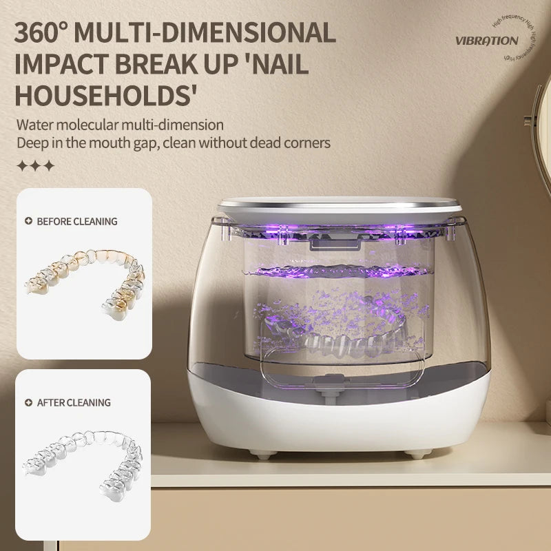 TINSOL 48kHz Ultrasonic Cleaner with UV Sterilizer Convenient Home Cleaning Solution for Jewelry, Dentures and Clear Aligners