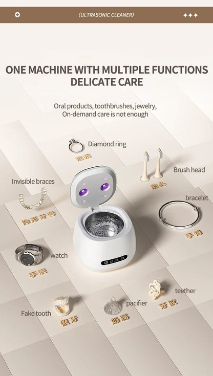 TINSOL 48kHz Ultrasonic Cleaner with UV Sterilizer Convenient Home Cleaning Solution for Jewelry, Dentures and Clear Aligners