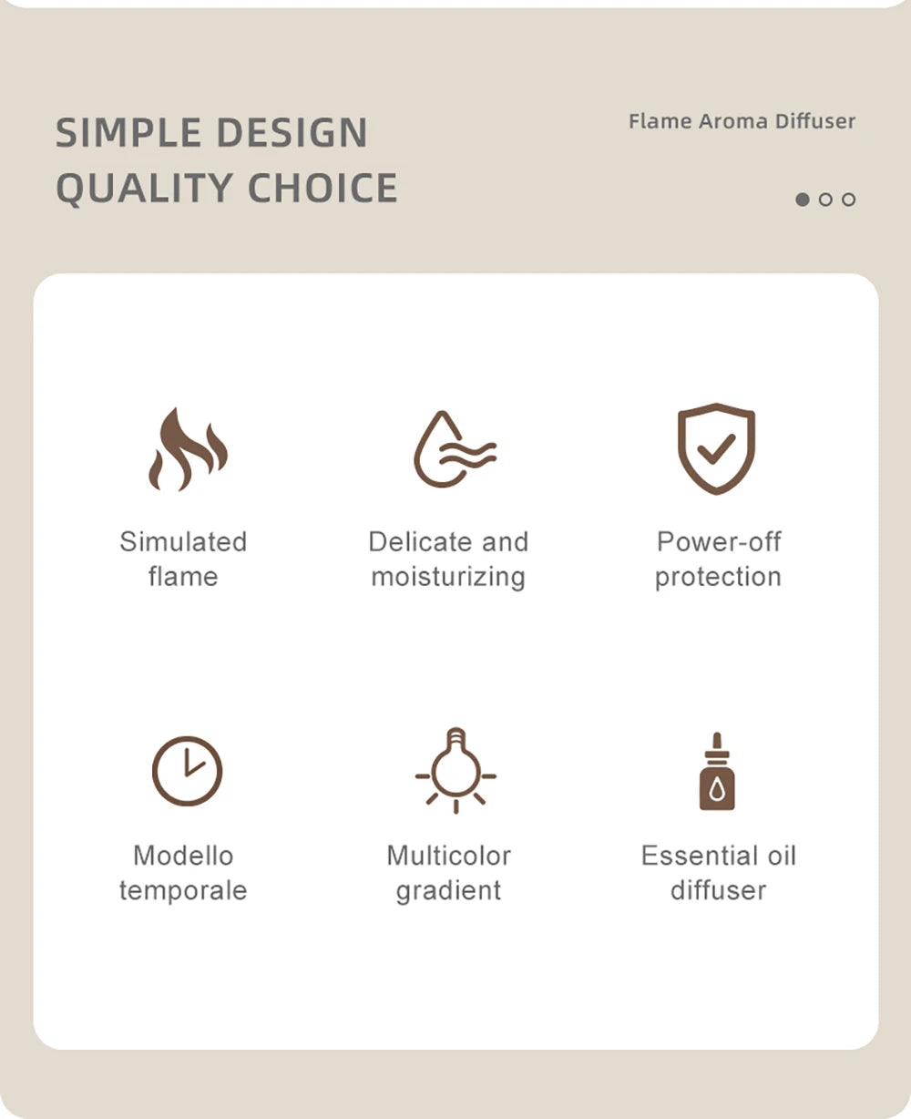 Aroma Diffuser Mini 7 Colorful Flame Air Humidifier Add Essential Oil Aromatherapy with Timing Setting for Home Bedroom Office