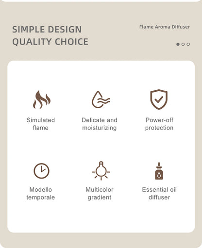 Aroma Diffuser Mini 7 Colorful Flame Air Humidifier Add Essential Oil Aromatherapy with Timing Setting for Home Bedroom Office