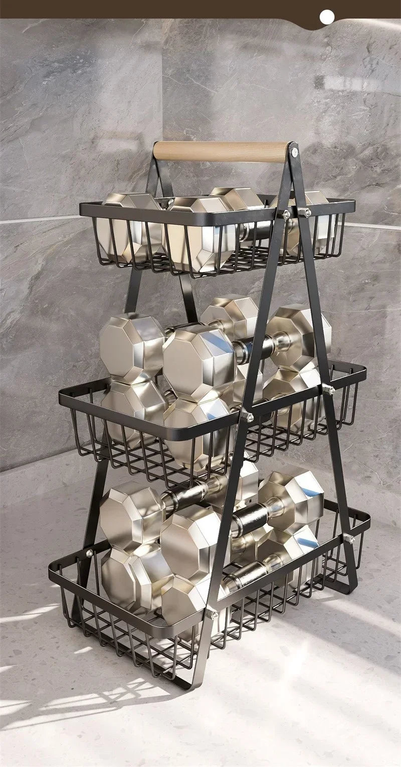2025 New Portable Iron Kitchen Storage Rack Multifunctional Fruit Basket Multi-layer Snack Storage Shelf