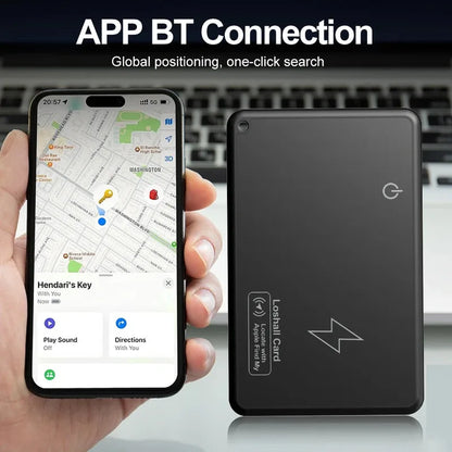 Wireless Charging Tracking Card Smart Waterproof GPS Locator Wallet Finder Works with Apple Find My App Blootooth Mini Tracker