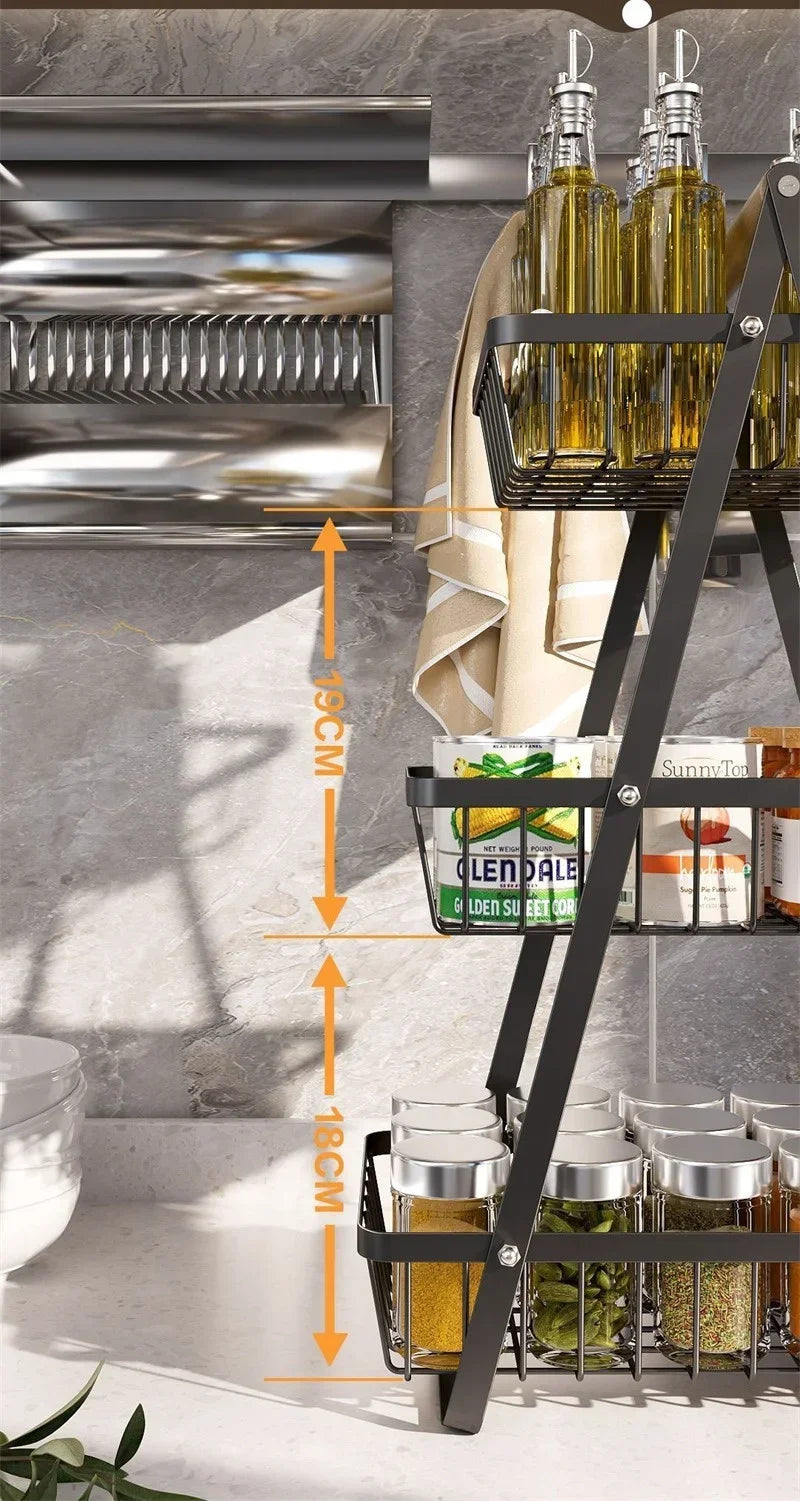 2025 New Portable Iron Kitchen Storage Rack Multifunctional Fruit Basket Multi-layer Snack Storage Shelf