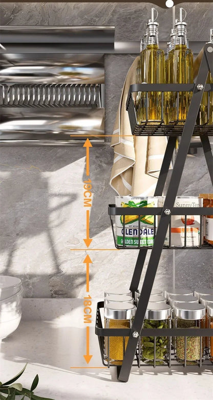 2025 New Portable Iron Kitchen Storage Rack Multifunctional Fruit Basket Multi-layer Snack Storage Shelf