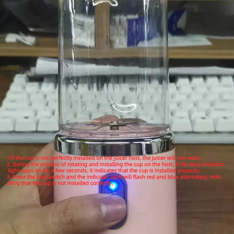 1PCS Juice Extractor Juice Cup Portable Rechargeable Small Juice Cup Home and Outdoor Multifunctional Juice Mixing 2Cups