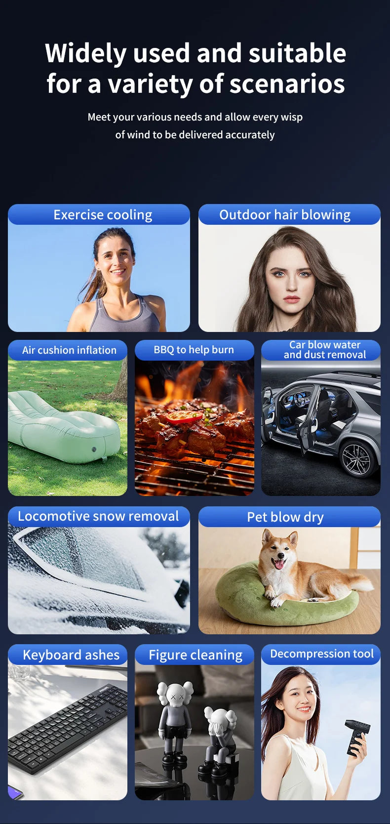 130000RPM Mini Air Blower Brushless Motor Powerful Dust Blower Battery Display LED Lighting Portable Rechargeable Turbo Fan Jet