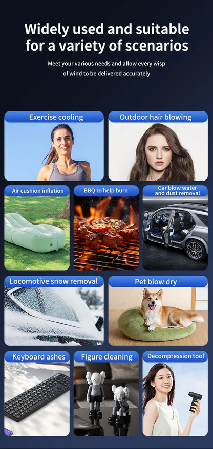 130000RPM Mini Air Blower Brushless Motor Powerful Dust Blower Battery Display LED Lighting Portable Rechargeable Turbo Fan Jet