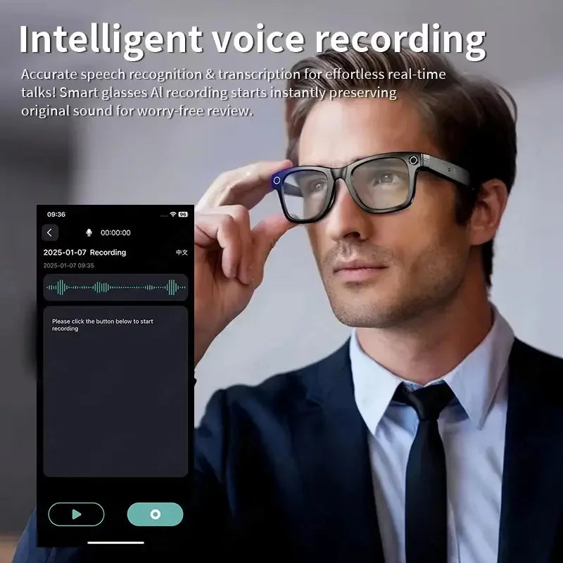 AI Smart Glasses with 8MP Camera Video Recording 100+ Languages Translation Sunglasses Bluetooth Call Music Play Men Women 2025