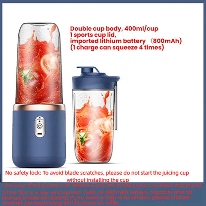 1PCS Juice Extractor Juice Cup Portable Rechargeable Small Juice Cup Home and Outdoor Multifunctional Juice Mixing 2Cups