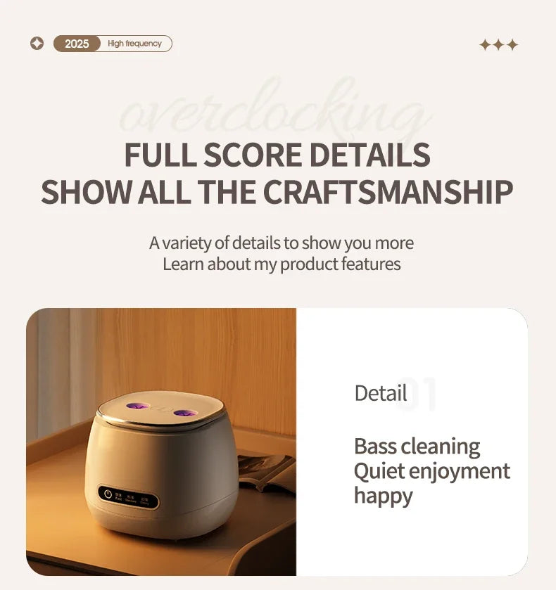 TINSOL 48kHz Ultrasonic Cleaner with UV Sterilizer Convenient Home Cleaning Solution for Jewelry, Dentures and Clear Aligners