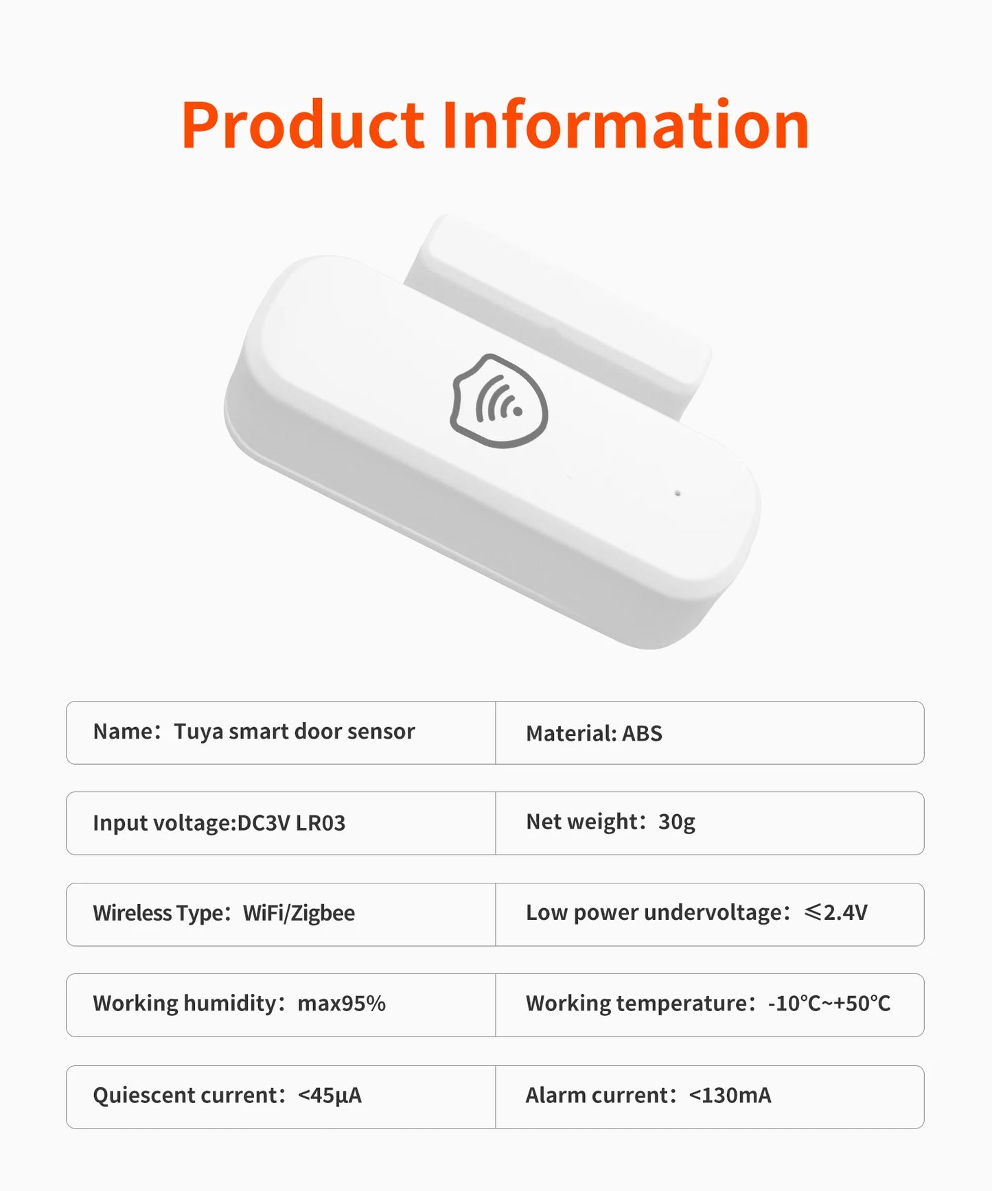 Tuya WiFi Zigbee Senors Door / Window Contact Detector Smart Life App Remote Control Supports Alexa And Google Home Voice
