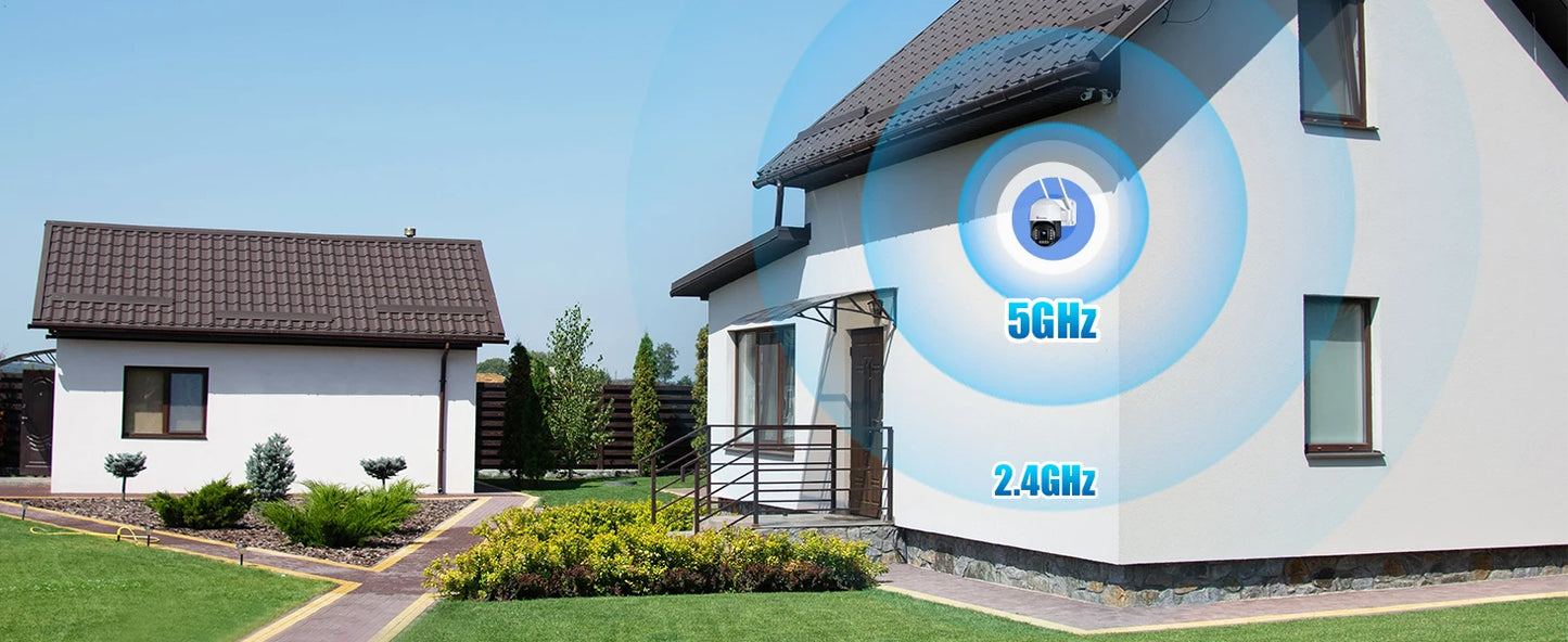 Ctronics Real 4K Outdoor Surveillance Camera 5G Wifi 8MP 3840x2160P Full Color Night Vision Security IP Camera 360 Auto Tracking