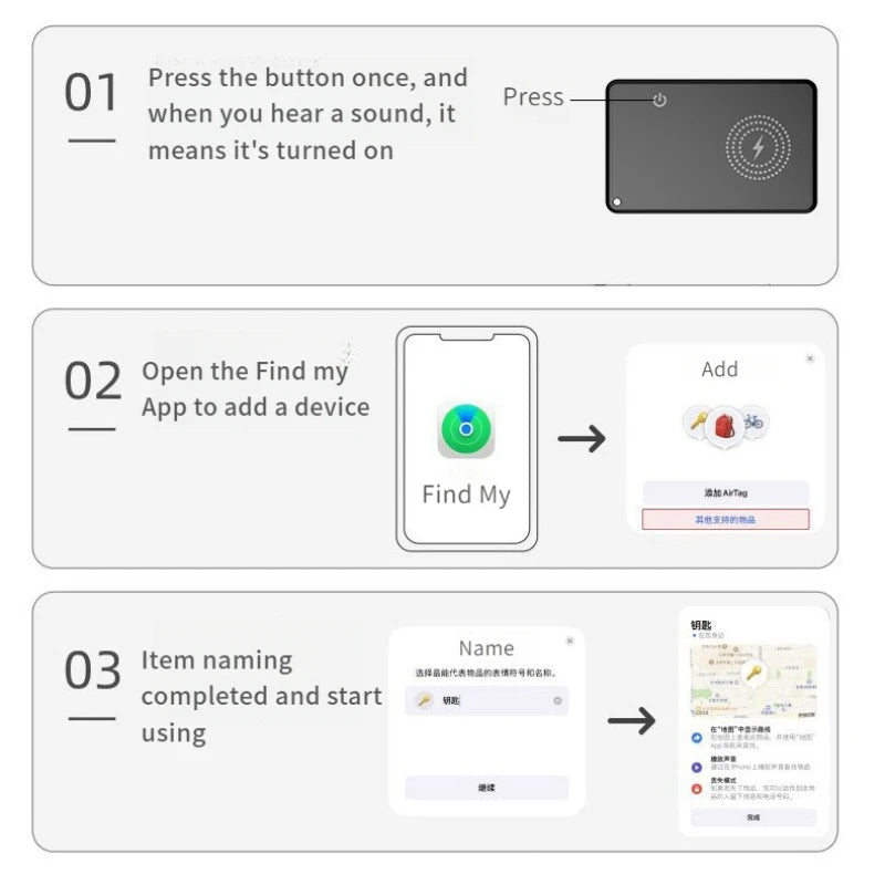 Wireless Charging Tracking Card Smart Waterproof GPS Locator Wallet Finder Works with Apple Find My App Blootooth Mini Tracker