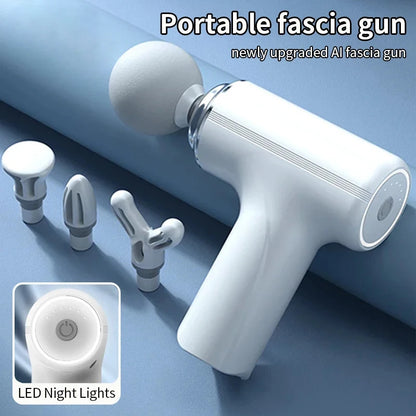 Portable Electric Massage Gun  with 4 Interchangeable Heads & LED Light for Full Body Relaxation Electric Massage Gun