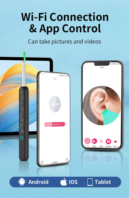 Wireless Ear Wax Cleaner with Camera Safe Earwax Removal Endoscope with Camera Luminous Otoscope Ear Cleaning Tools Ear Care