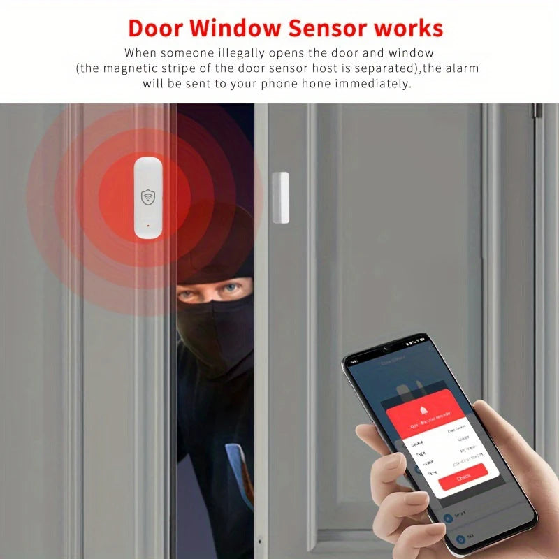 Tuya WiFi or Zigbee Door Window Sensor Smart Home Open Closed Alarm Security System App Remote Monitoring Smart Life Products