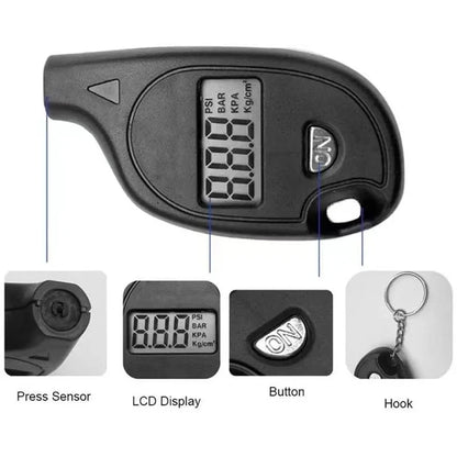 Tire Pressure Gauge with LCD Display Digital  - Auto & Motorcycle Air Pressure Tester and Safety Alarm Tool