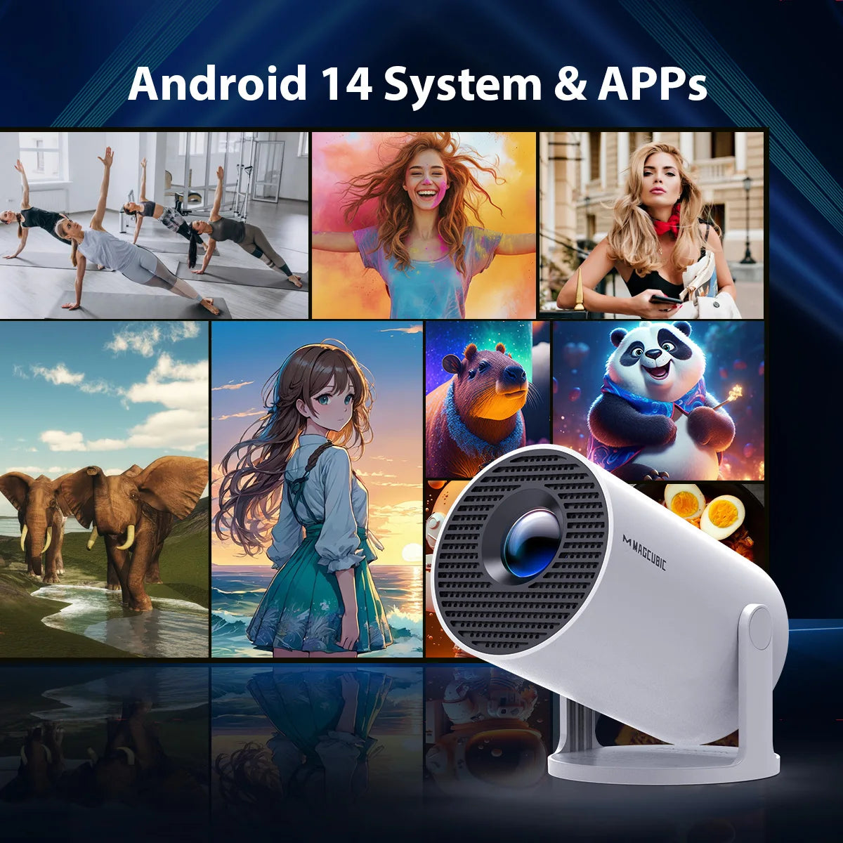 Magcubic Projector HY300 Pro 8K Android 14 Dual Wifi6 290ANSI Allwinner H726 BT5.0 1080P 1280*720P Home Cinema Outdoor Projetor