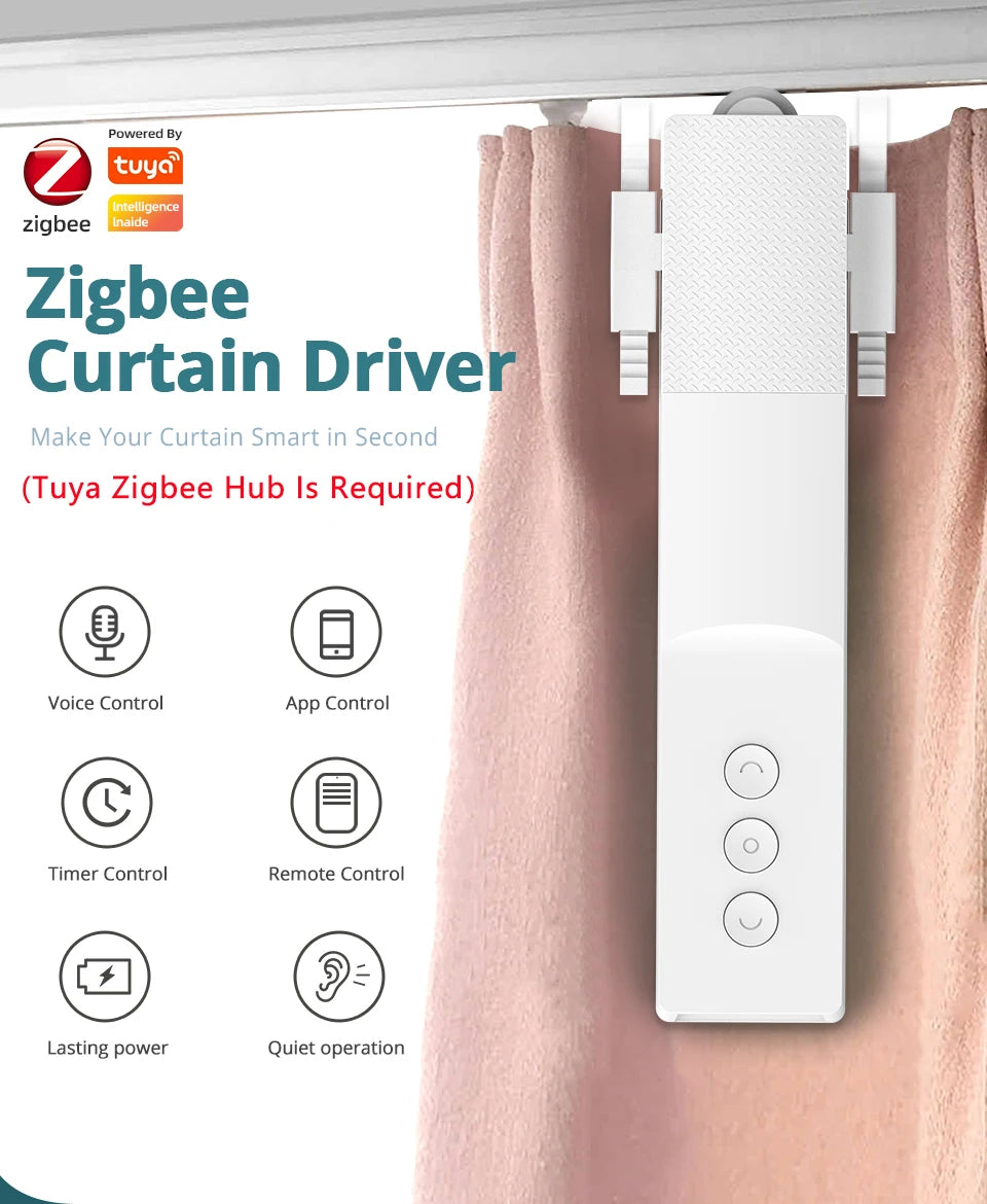 Zigbee Smart Curtain Driver Robot For Roman I Type U Type Curtains Track Alexa Google Home Control Zemismart Motor Drivers