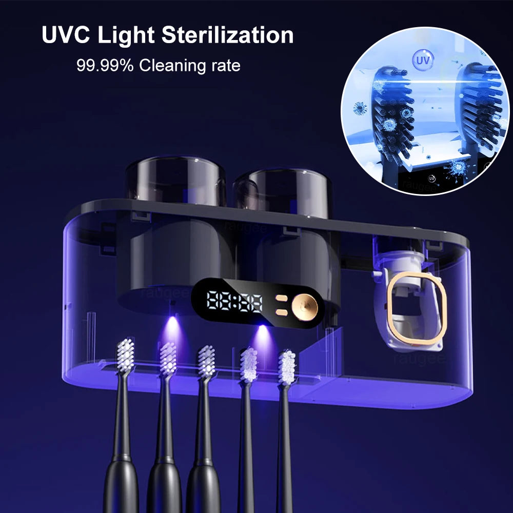 Portable Toothbrush Sterilizer Wireless Toothbrush UV Sterilization Rechargeable Wall Mounted Electric Toothbrush Dryer Holder