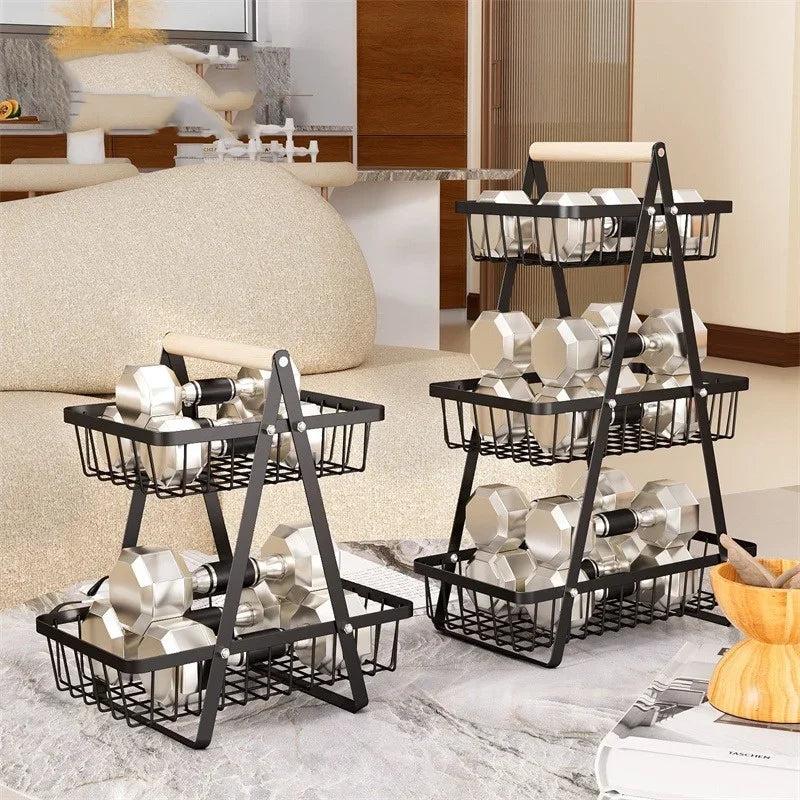 2025 New Portable Iron Kitchen Storage Rack Multifunctional Fruit Basket Multi-layer Snack Storage Shelf