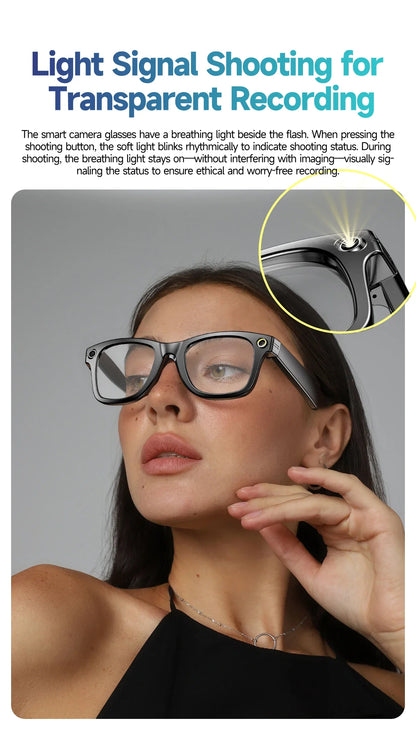 AI Smart Glasses with 8MP Camera Video Recording 100+ Languages Translation Sunglasses Bluetooth Call Music Play Men Women 2025