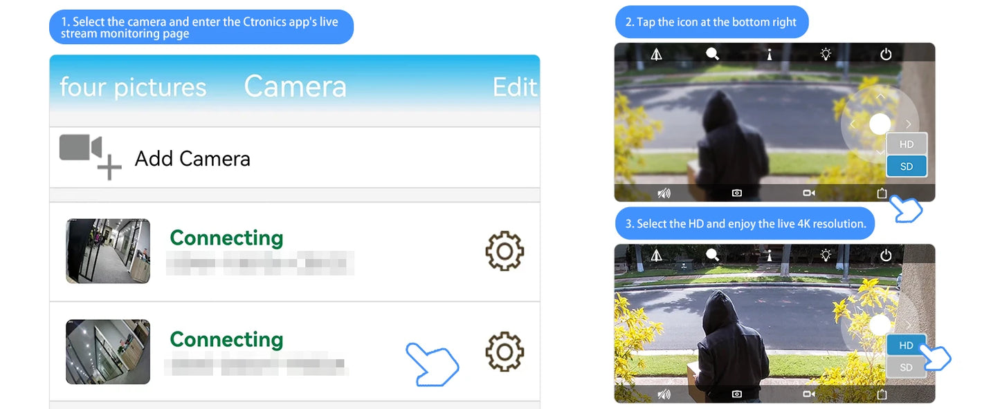 Ctronics Real 4K Outdoor Surveillance Camera 5G Wifi 8MP 3840x2160P Full Color Night Vision Security IP Camera 360 Auto Tracking