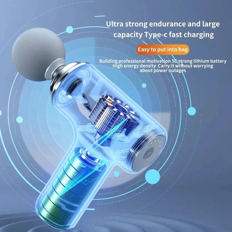 Portable Electric Massage Gun  with 4 Interchangeable Heads & LED Light for Full Body Relaxation Electric Massage Gun